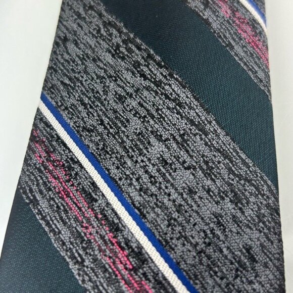 Christian Dior Monsieur VTG Diagonal Striped Gray Blue Red Tie - Picture 13 of 14